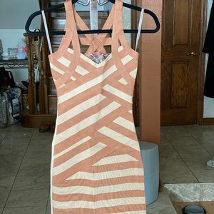 Stretta Christina Bandage Dress Dark Tan Combo
